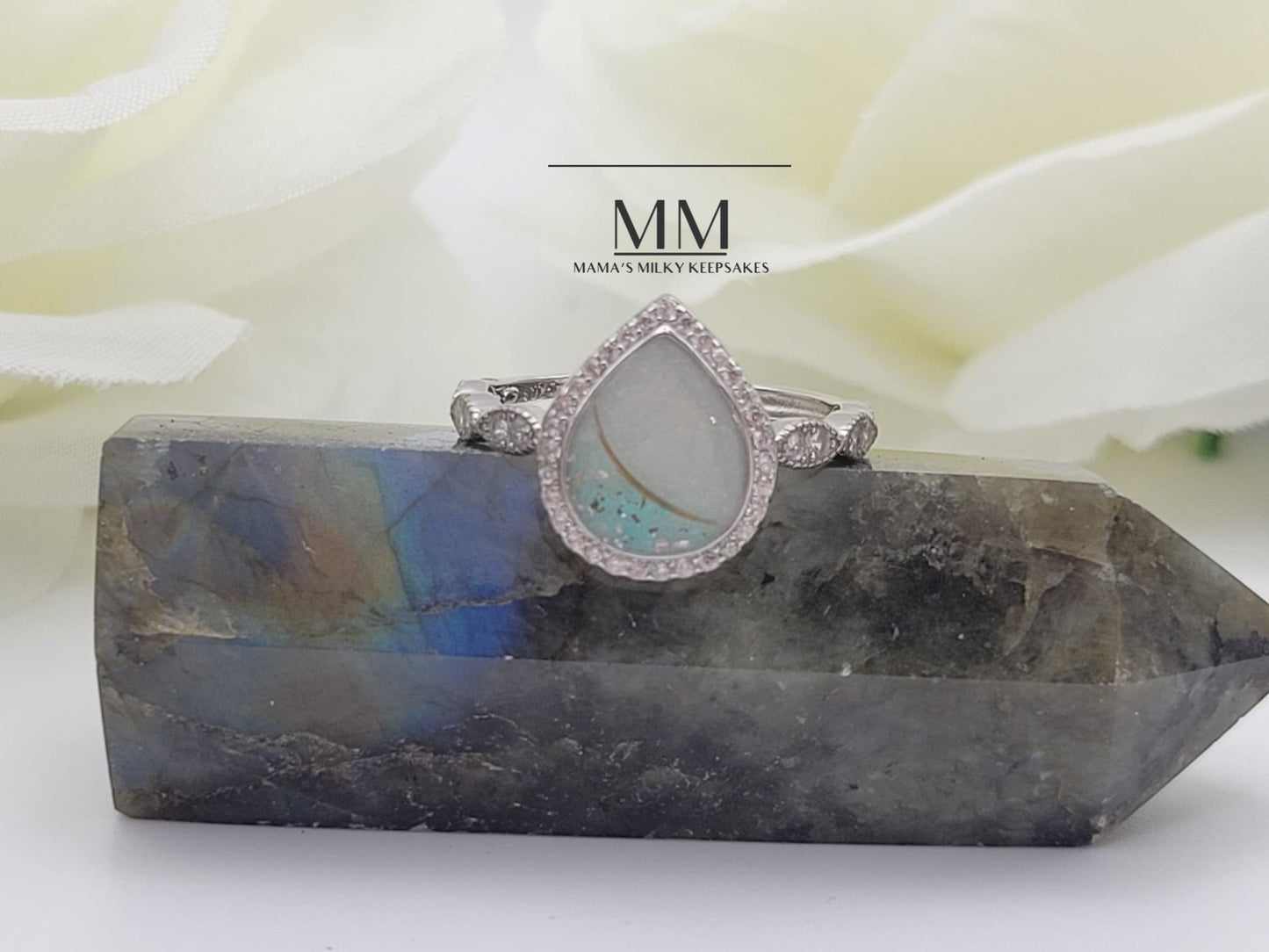 Breastmilk Pear Ring Cremation Pear Ring, Keepsake Pear ring, Sterling Silver Pear Ring, Hair Pear Ring, Ash Pear Ring, Umbilical Cord Pear Ring, BreastmilkJewelry Pear Ring