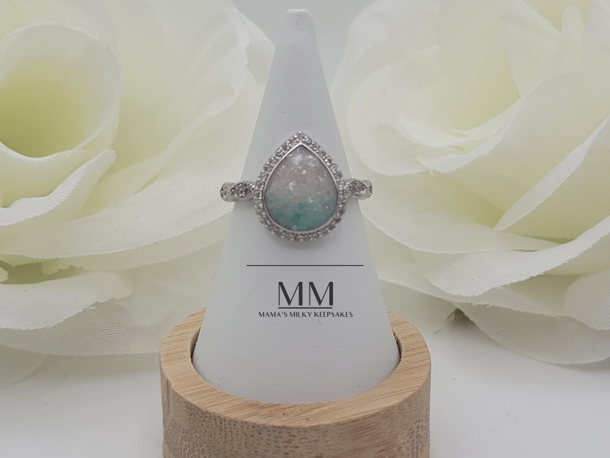 Breastmilk Pear Ring Cremation Pear Ring, Keepsake  Pear ring, Sterling Silver Pear Ring, Hair Pear Ring, Ash Pear Ring, Umbilical Cord Pear Ring, BreastmilkJewelry Pear Ring