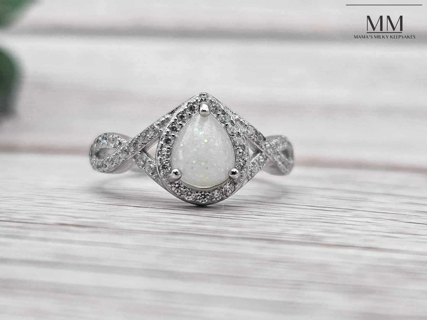Breastmilk Pear Ring Cremation Pear Ring, Keepsake Pear Ring, Sterling Silver Pear Ring, Hair Pair Ring, Ash Pear Ring, Umbilical Cord Pear Ring, BreastmilkJewelry Pear Ring