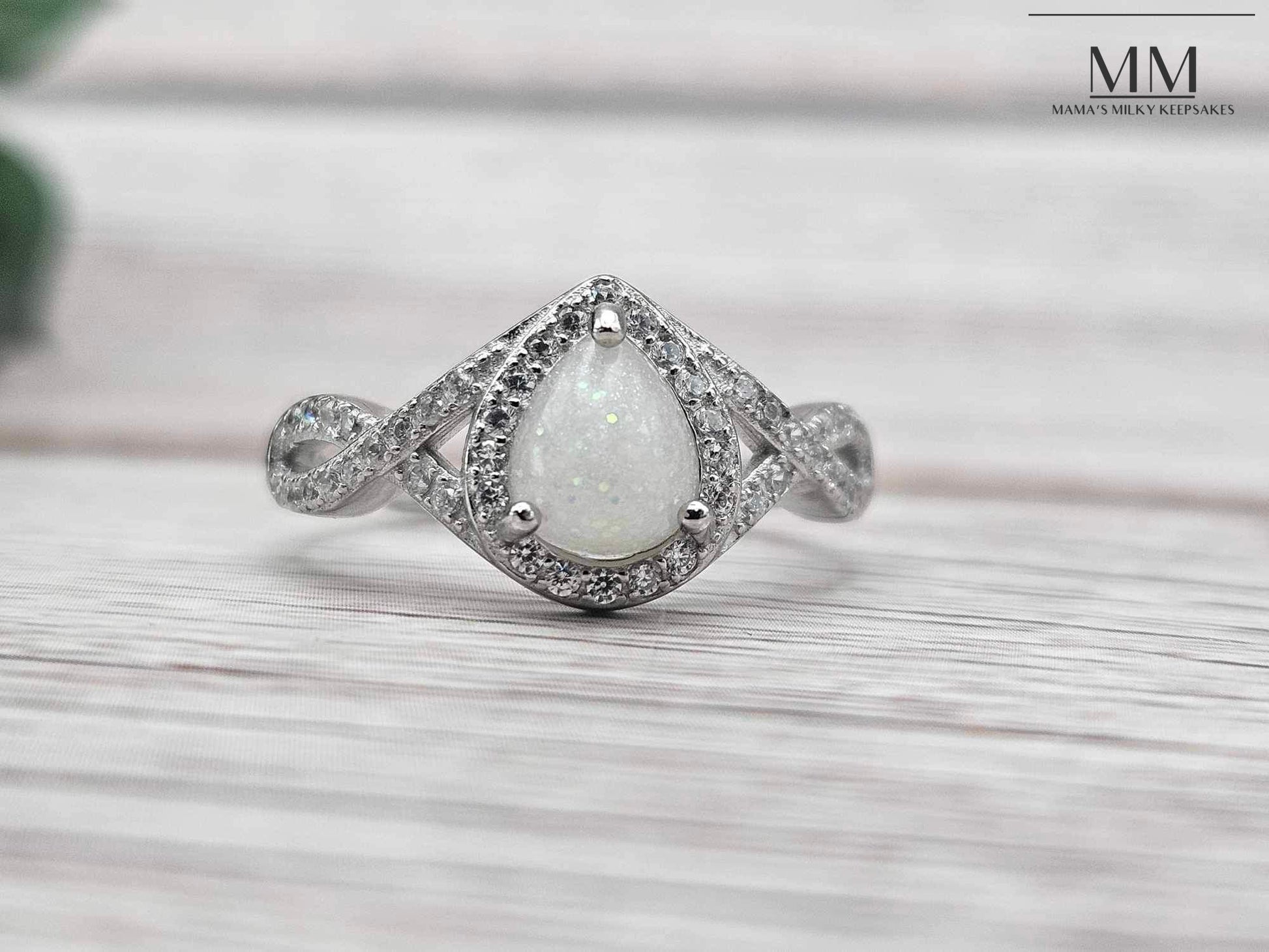 Breastmilk Pear Ring Cremation Pear Ring, Keepsake Pear Ring, Sterling Silver Pear Ring, Hair Pair Ring, Ash Pear Ring, Umbilical Cord Pear Ring, BreastmilkJewelry Pear Ring