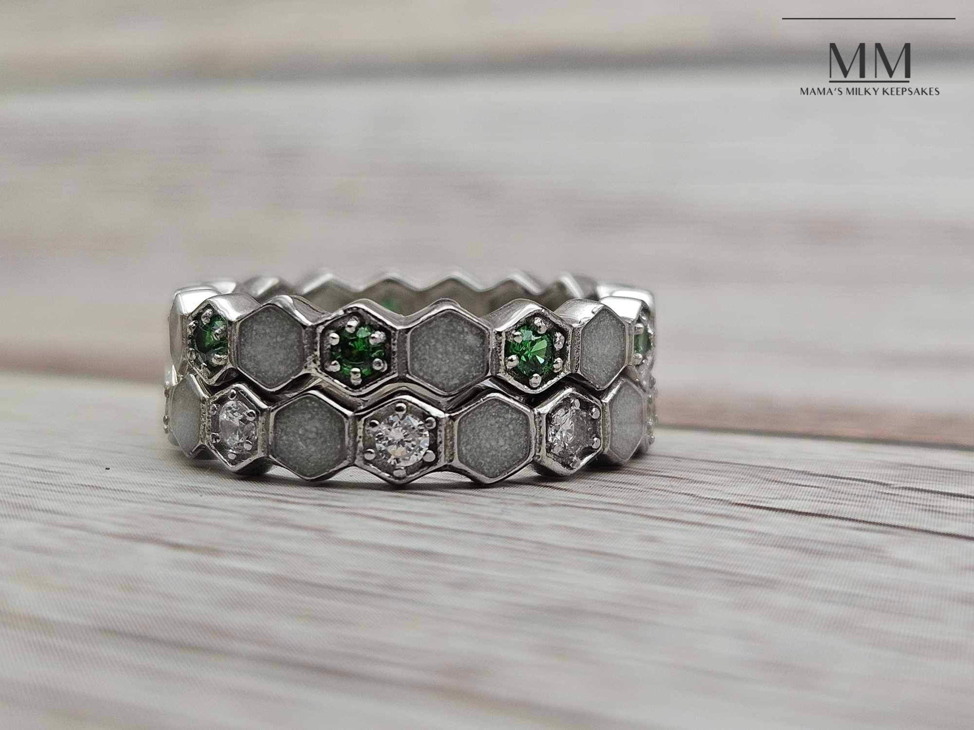Breastmilk Hexagon Ring Cremation Hexagon Ring Keepsake Heart Hexagon Ring Sterling Silver Hexagon Ring, Hair Heart Hexagon Ring, Ash Heart Hexagon Ring, Umbilical Cord Heart Hexagon Ring, BreastmilkJewelry Hexagon Ring