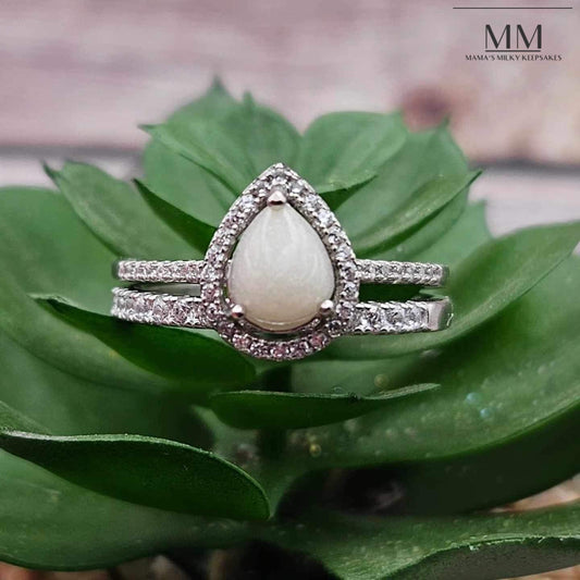 Breastmilk Pear Ring Cremation Pear Ring Keepsake Pear Ring Sterling Silver Pear Ring, Hair Pear Ring, Ash Pear Ring, Umbilical Cord Pear Ring, BreastmilkJewelry Pear Ring