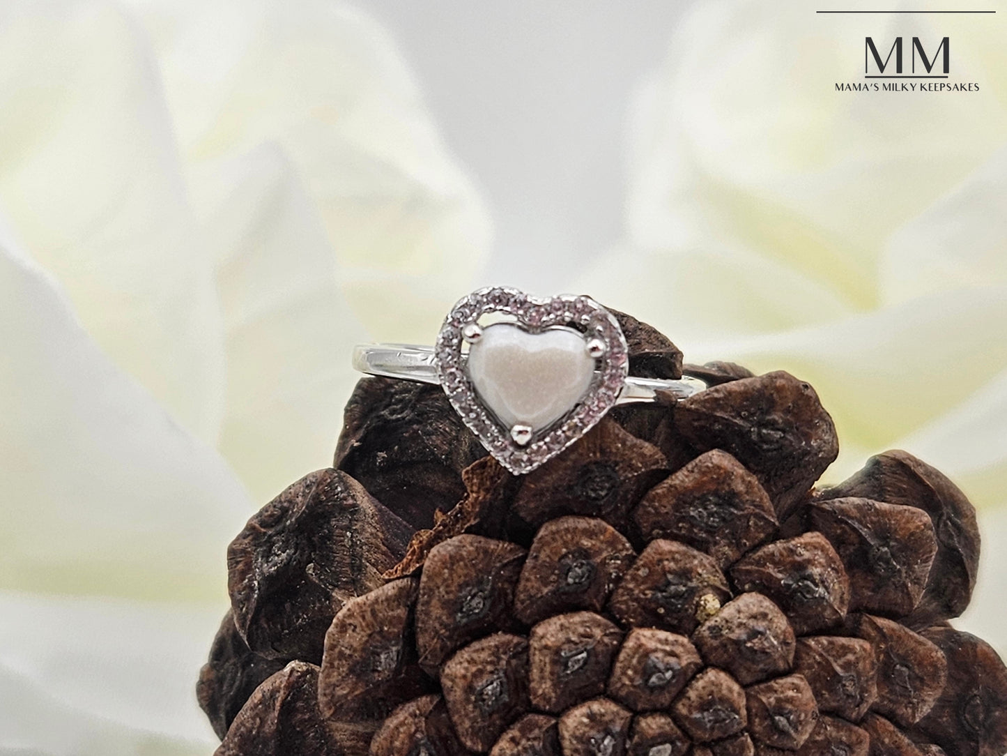Breastmilk Heart Ring, Cremation Heart Ring, Keepsake Heart Ring, Sterling Silver Heart Ring, Hair Heart Ring, Ash Heart Ring, Umbilical Cord Heart Ring, BreastmilkJewelry Heart Ring