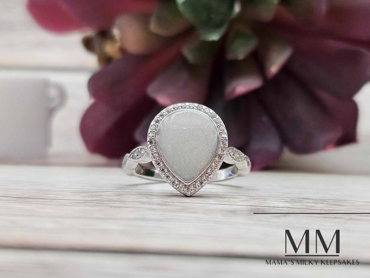 Breastmilk Pear Ring Cremation Pear Ring, Keepsake Pear ring, Sterling Silver Pear Ring, Hair Pear Ring, Ash Pear Ring, Umbilical Cord Pear Ring, BreastmilkJewelry Pear Ring