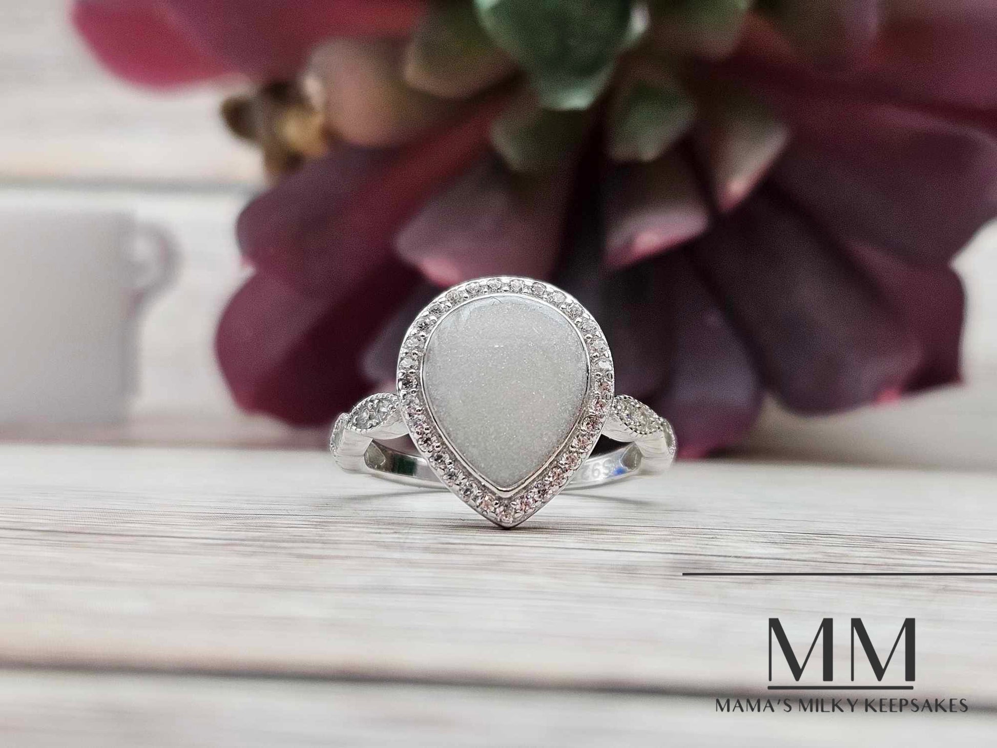 Breastmilk Pear Ring Cremation Pear Ring, Keepsake  Pear ring, Sterling Silver Pear Ring, Hair Pear Ring, Ash Pear Ring, Umbilical Cord Pear Ring, BreastmilkJewelry Pear Ring