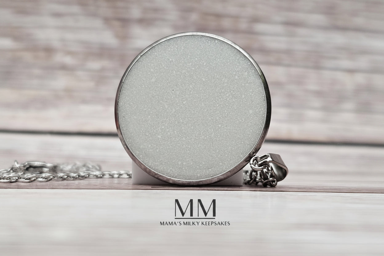 Breastmilk Round Pendant, Cremation Round Pendant, Keepsake Round Pendant, Sterling Silver Round Pendant, Hair Pendant, Ash Pendant, Umbilical Cord Pendant, BreastmilkJewelry Round Pendant