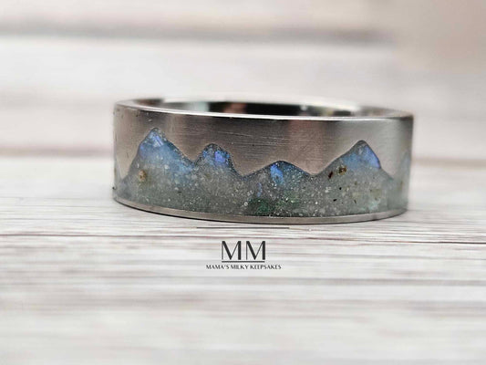 Breastmilk Mens Ring Cremation Mens Ring, Keepsake Mens Ring, Sterling Silver Mens Ring, Hair Mens Ring, Ash Mens Ring, Umbilical Cord Mens Ring, BreastmilkJewelry Mens Ring
