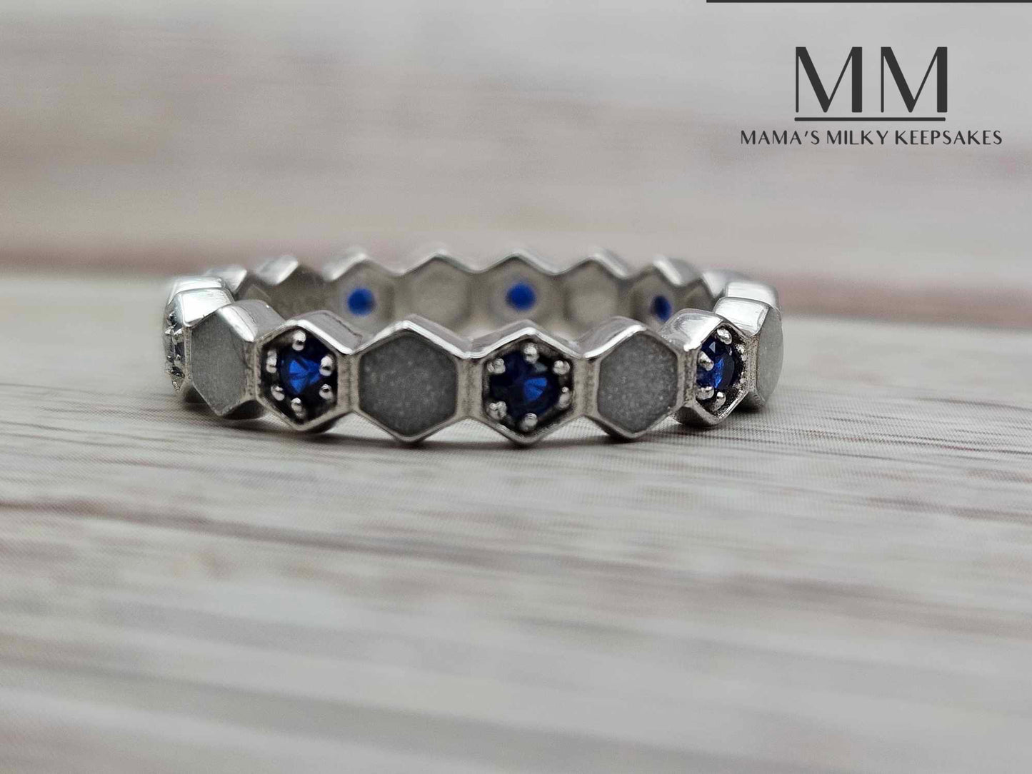Breastmilk Hexagon Ring Cremation Hexagon Ring Keepsake Heart Hexagon Ring Sterling Silver Hexagon Ring, Hair Heart Hexagon Ring, Ash Heart Hexagon Ring, Umbilical Cord Heart Hexagon Ring, BreastmilkJewelry Hexagon Ring