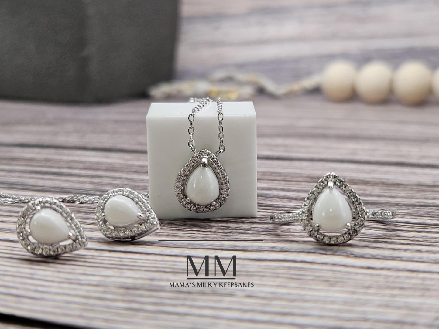 Breastmilk Pear Set, Cremation Pear Set, Keepsake Pear Set, Sterling Silver Pear Set, Hair Pear Set, Ash Pear Set, Umbilical Cord Pear Set, BreastmilkJewelry Pear Set