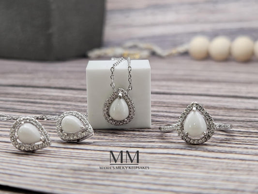 Breastmilk Pear Set, Cremation Pear Set, Keepsake Pear Set, Sterling Silver Pear Set, Hair Pear Set, Ash Pear Set, Umbilical Cord Pear Set, BreastmilkJewelry Pear Set