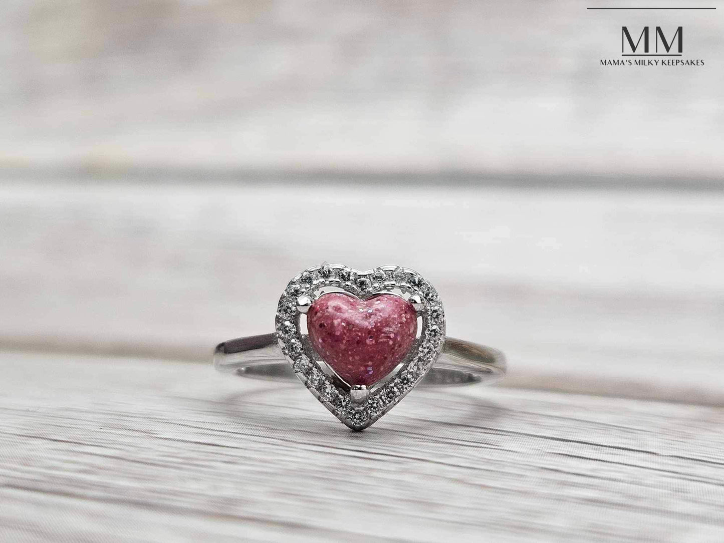 Breastmilk Heart Ring, Cremation Heart Ring, Keepsake Heart Ring, Sterling Silver Heart Ring, Hair Heart Ring, Ash Heart Ring, Umbilical Cord Heart Ring, BreastmilkJewelry Heart Ring