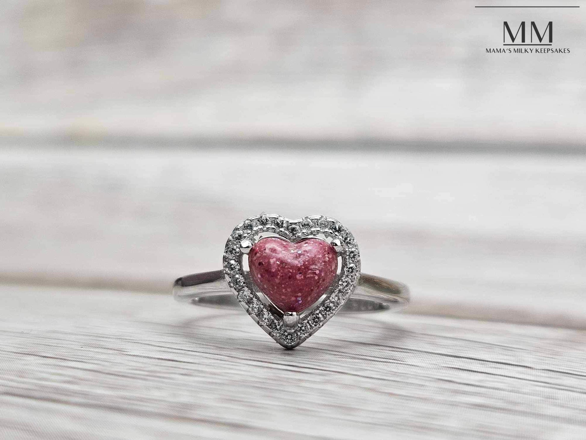 Breastmilk Heart Ring, Cremation Heart Ring, Keepsake Heart Ring, Sterling Silver Heart Ring, Hair Heart Ring, Ash Heart Ring, Umbilical Cord Heart Ring, BreastmilkJewelry Heart Ring