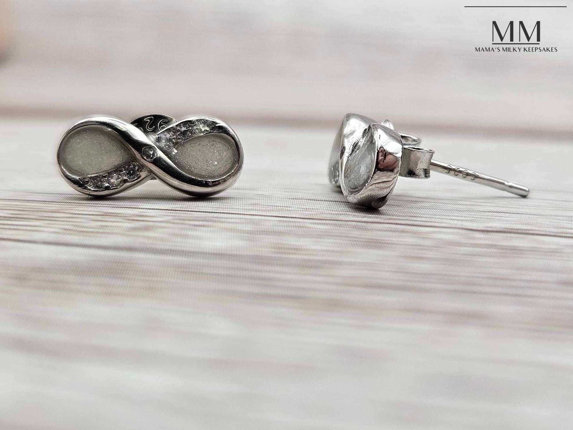 Breastmilk Infinity Earrings
Cremation Infinity Earrings Keepsake Infinity Earrings
 Sterling Silver Infinity Earrings
Hair Infinity Earrings, Ash Infinity Earrings , Umbilical Cord Infinity Earrings
BreastmilkJewelry Infinity Earrings
