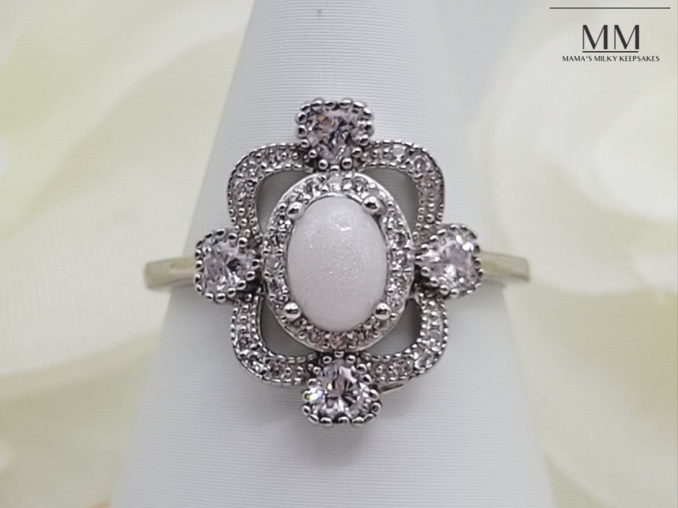 Breastmilk Oval Ring, Cremation Oval Ring, Keepsake Oval Ring, Sterling Silver Oval Ring, Hair Oval Ring, Ash Oval Ring, Umbilical Cord Oval Ring, BreastmilkJewelry Oval Ring