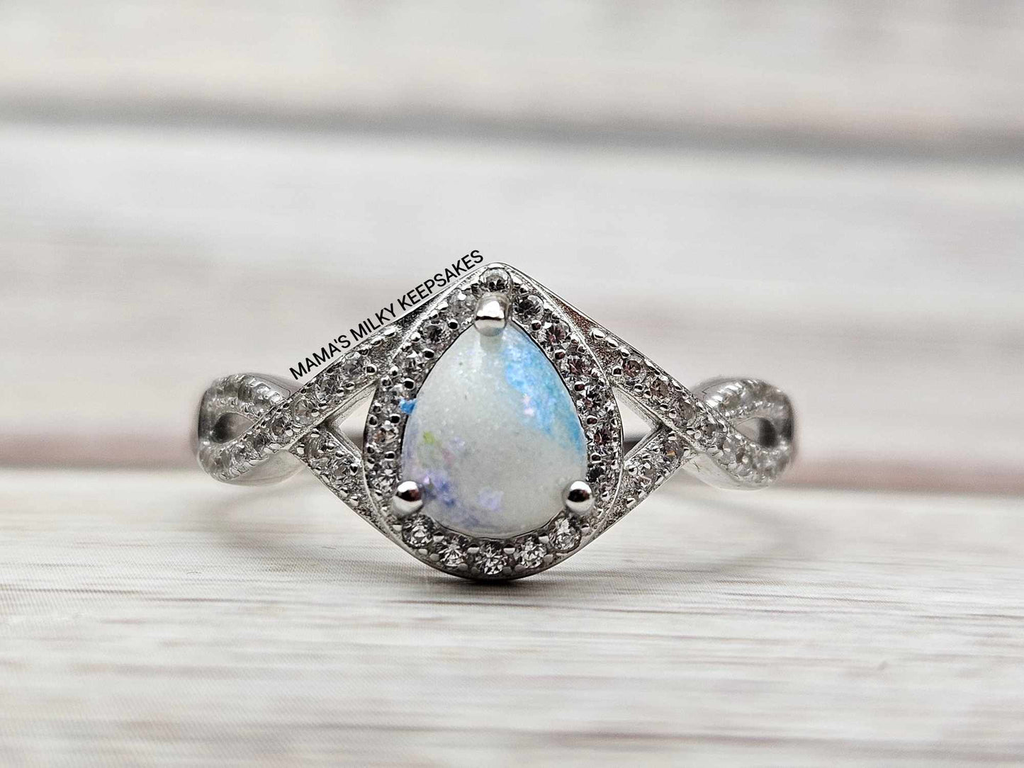 Breastmilk Pear Ring Cremation Pear Ring, Keepsake Pear Ring, Sterling Silver Pear Ring, Hair Pair Ring, Ash Pear Ring, Umbilical Cord Pear Ring, BreastmilkJewelry Pear Ring