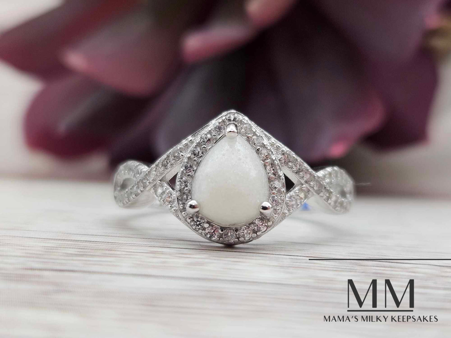 Breastmilk Pear Ring Cremation Pear Ring, Keepsake Pear Ring, Sterling Silver Pear Ring, Hair Pair Ring, Ash Pear Ring, Umbilical Cord Pear Ring, BreastmilkJewelry Pear Ring