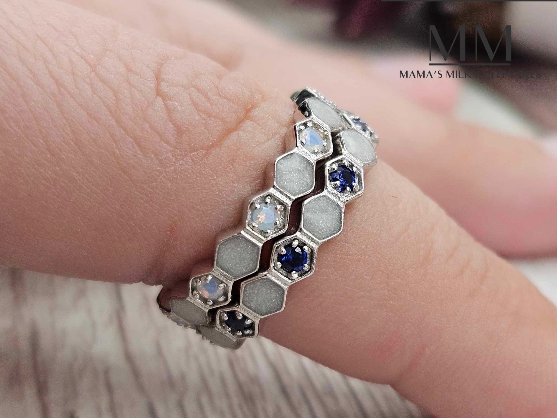 Breastmilk Hexagon Ring Cremation Hexagon Ring Keepsake Heart Hexagon Ring Sterling Silver Hexagon Ring, Hair Heart Hexagon Ring, Ash Heart Hexagon Ring, Umbilical Cord Heart Hexagon Ring, BreastmilkJewelry Hexagon Ring