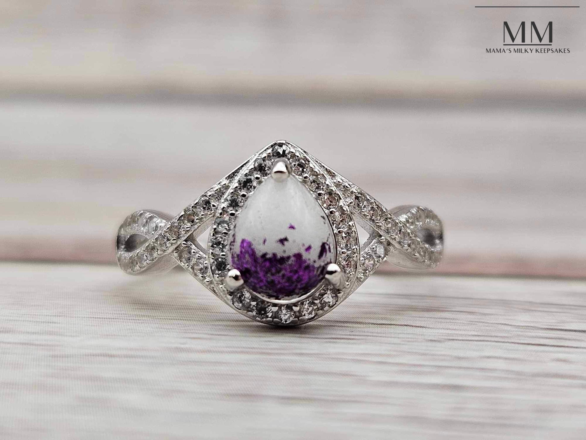 Breastmilk Pear Ring Cremation Pear Ring, Keepsake Pear Ring, Sterling Silver Pear Ring, Hair Pair Ring, Ash Pear Ring, Umbilical Cord Pear Ring, BreastmilkJewelry Pear Ring