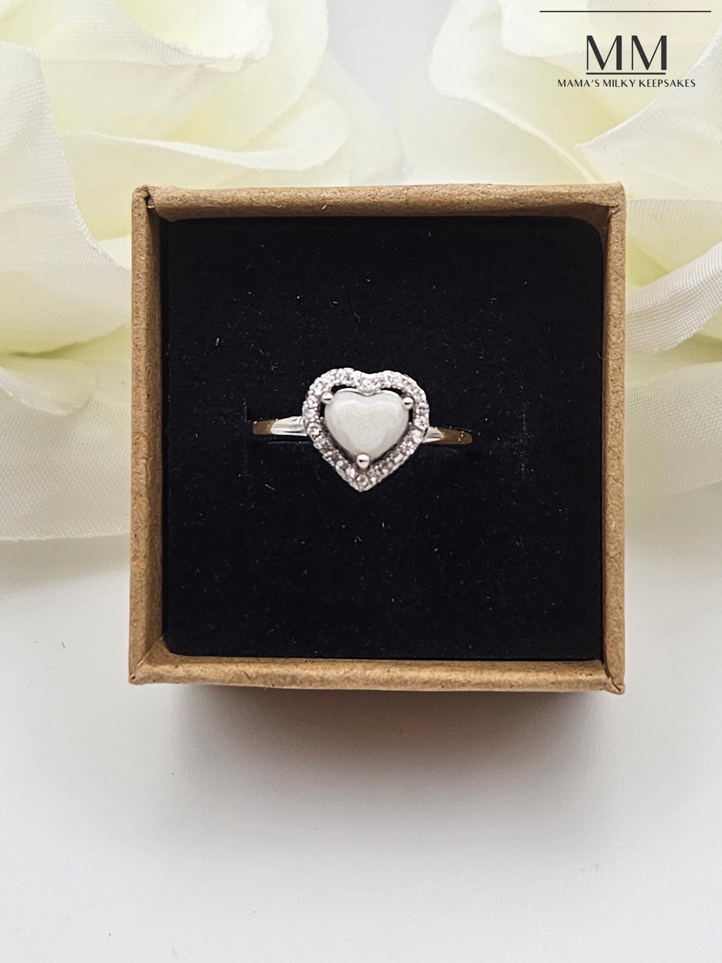 Breastmilk Heart Ring, Cremation Heart Ring, Keepsake Heart Ring, Sterling Silver Heart Ring, Hair Heart Ring, Ash Heart Ring, Umbilical Cord Heart Ring, BreastmilkJewelry Heart Ring