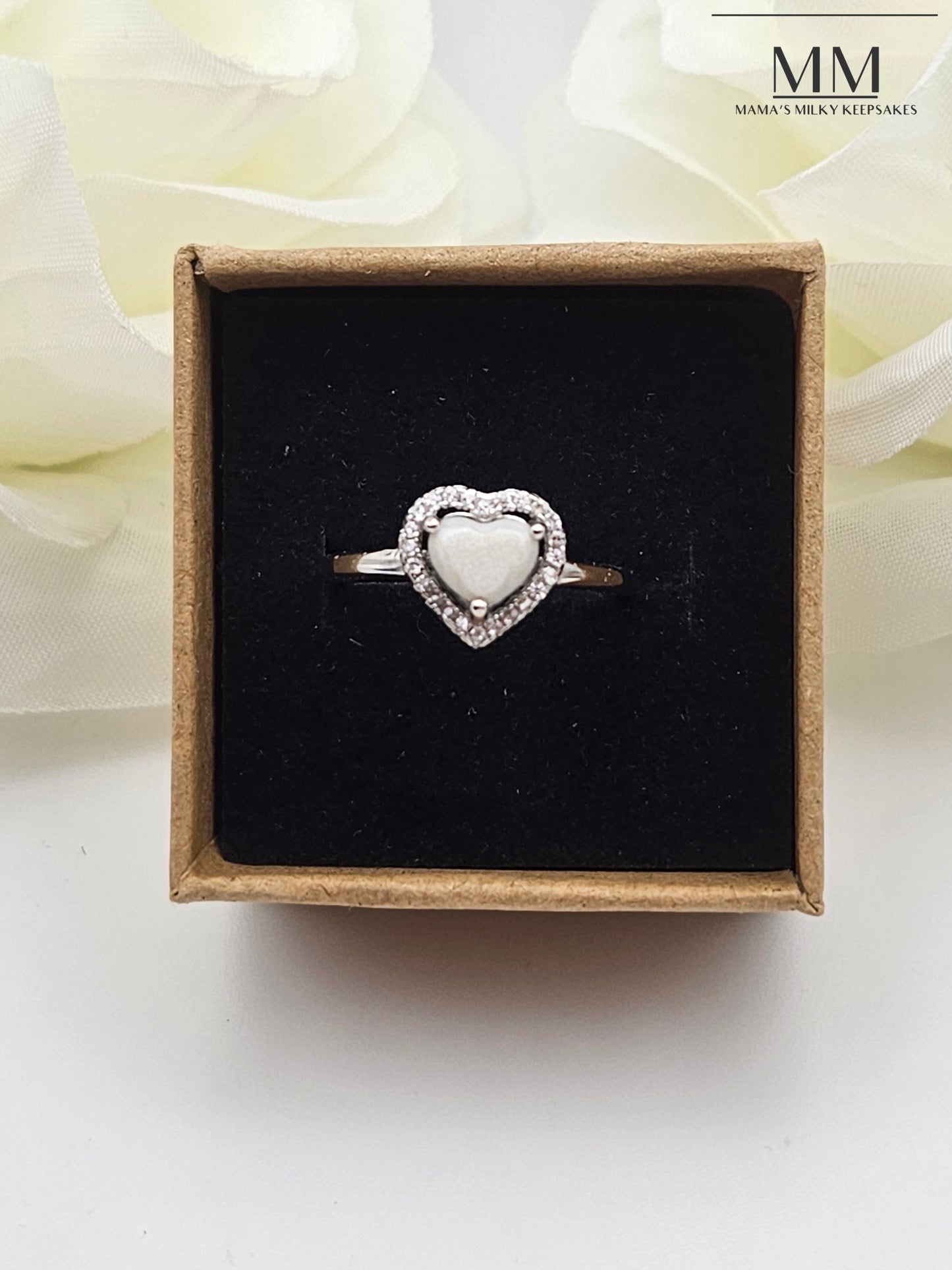 Breastmilk Heart Ring, Cremation Heart Ring, Keepsake Heart Ring, Sterling Silver Heart Ring, Hair Heart Ring, Ash Heart Ring, Umbilical Cord Heart Ring, BreastmilkJewelry Heart Ring