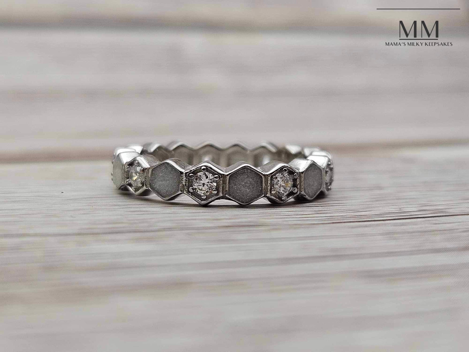Breastmilk Hexagon Ring Cremation Hexagon Ring Keepsake Heart Hexagon Ring Sterling Silver Hexagon Ring, Hair Heart Hexagon Ring, Ash Heart Hexagon Ring, Umbilical Cord Heart Hexagon Ring, BreastmilkJewelry Hexagon Ring
