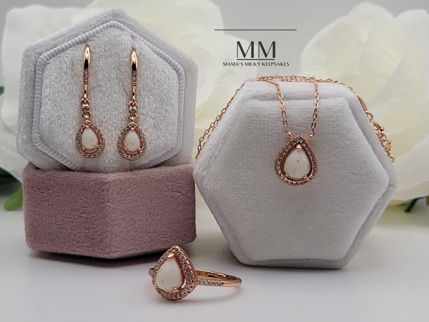 Breastmilk Pear Set, Cremation Pear Set, Keepsake Pear Set, Sterling Silver Pear Set, Hair Pear Set, Ash Pear Set, Umbilical Cord Pear Set, BreastmilkJewelry Pear Set