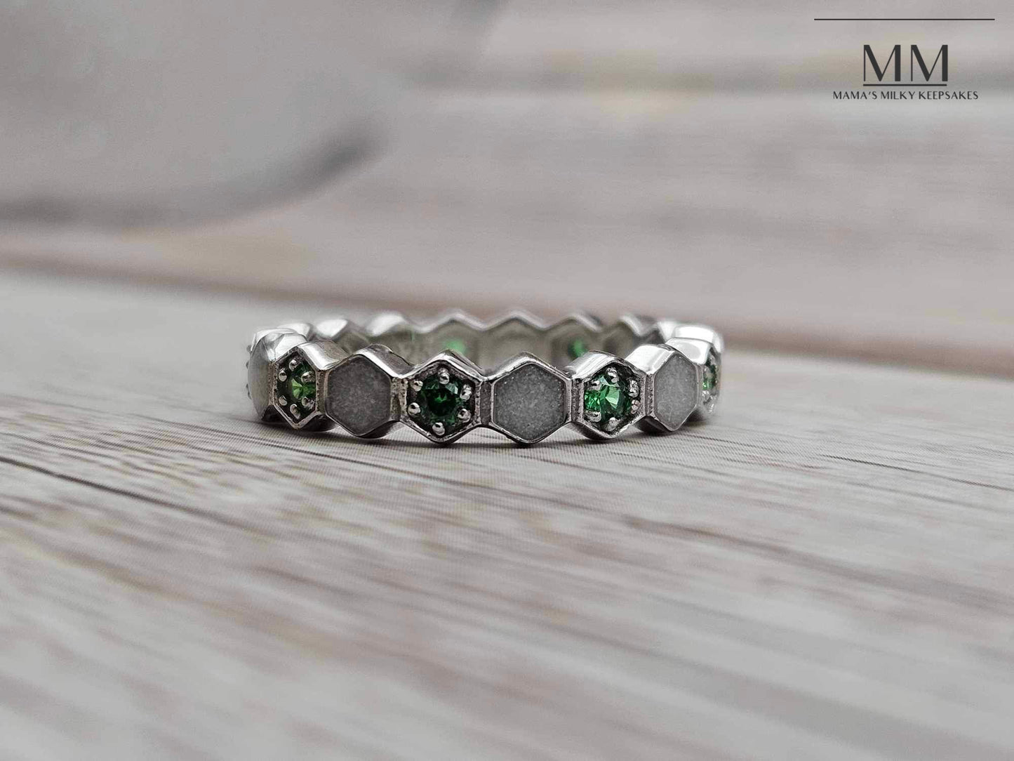 Breastmilk Hexagon Ring Cremation Hexagon Ring Keepsake Heart Hexagon Ring Sterling Silver Hexagon Ring, Hair Heart Hexagon Ring, Ash Heart Hexagon Ring, Umbilical Cord Heart Hexagon Ring, BreastmilkJewelry Hexagon Ring