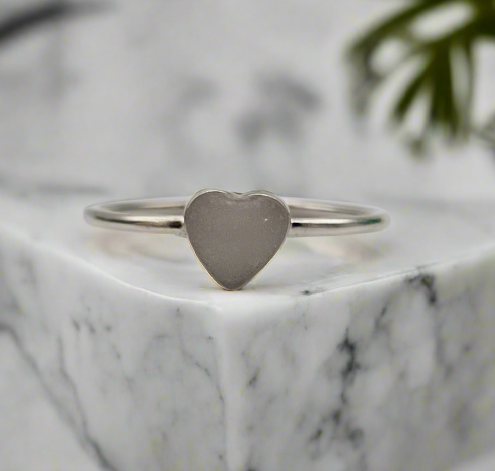 Breastmilk Heart Ring, Cremation Heart Ring, Keepsake Heart Ring, Sterling Silver Heart Ring, Hair Heart Ring, Ash Heart Ring, Umbilical Cord Heart Ring, BreastmilkJewelry Heart Ring