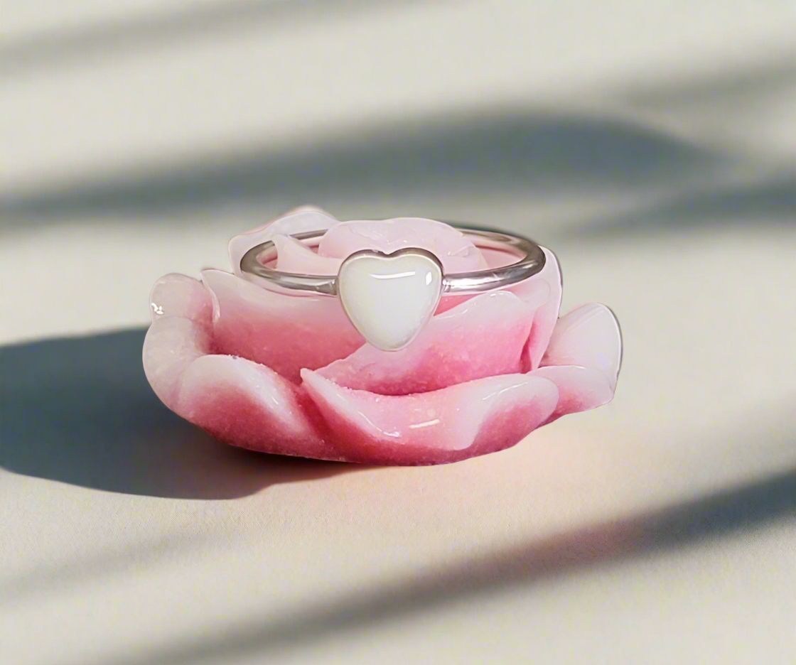 Breastmilk Heart Ring, Cremation Heart Ring, Keepsake Heart Ring, Sterling Silver Heart Ring, Hair Heart Ring, Ash Heart Ring, Umbilical Cord Heart Ring, BreastmilkJewelry Heart Ring
