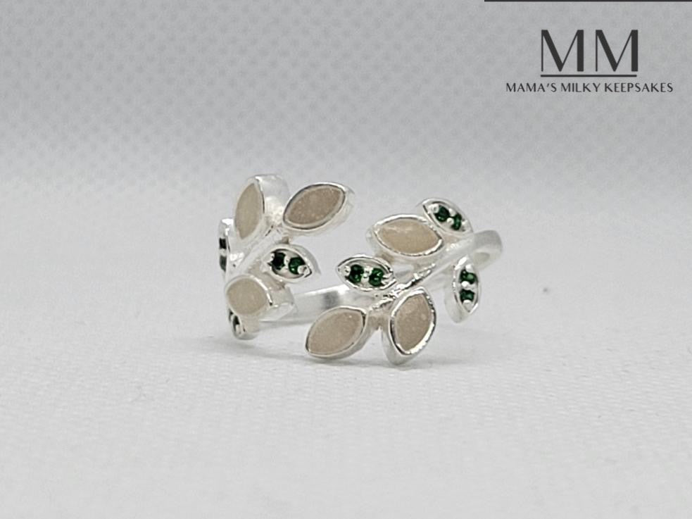 Breastmilk Leaf Ring Cremation Leaf Ring, Keepsake Leaf ring, Sterling Silver Leaf Ring, Hair Leaf Ring, Ash Leaf Ring, Umbilical Cord Leaf Ring, BreastmilkJewelry Leaf Ring