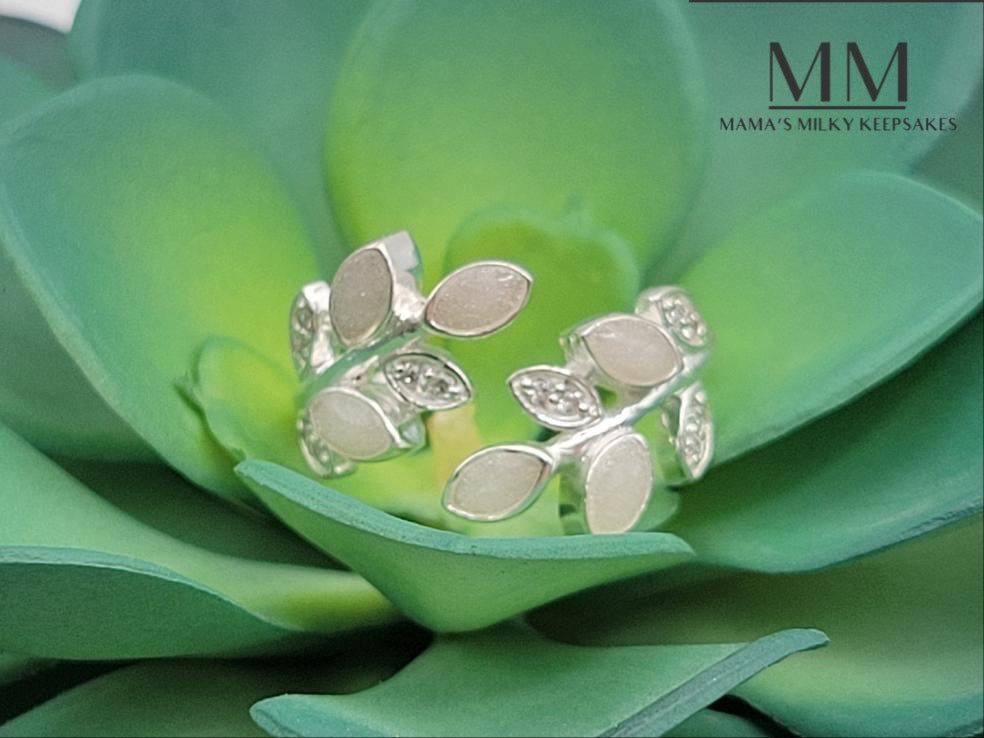 Breastmilk Leaf Ring Cremation Leaf Ring, Keepsake Leaf ring, Sterling Silver Leaf Ring, Hair Leaf Ring, Ash Leaf Ring, Umbilical Cord Leaf Ring, BreastmilkJewelry Leaf Ring