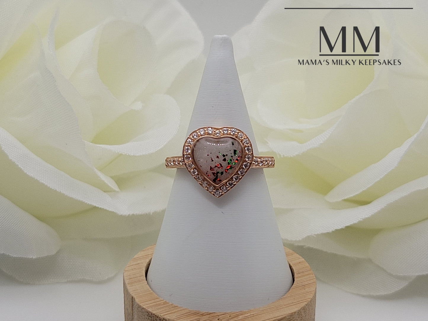 Breastmilk Heart Ring, Cremation Heart Ring, Keepsake Heart Ring, Sterling Silver Heart Ring, Hair Heart Ring, Ash Heart Ring, Umbilical Cord Heart Ring, BreastmilkJewelry Heart Ring