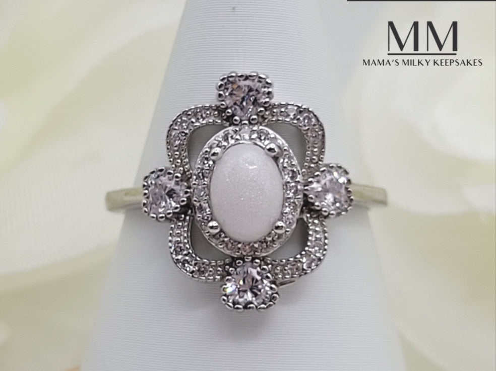 Breastmilk Oval Ring, Cremation Oval Ring, Keepsake Oval Ring, Sterling Silver Oval Ring, Hair Oval Ring, Ash Oval Ring, Umbilical Cord Oval Ring, BreastmilkJewelry Oval Ring