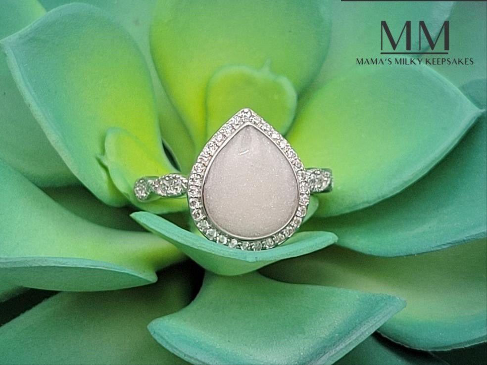 Breastmilk Pear Ring Cremation Pear Ring, Keepsake Pear ring, Sterling Silver Pear Ring, Hair Pear Ring, Ash Pear Ring, Umbilical Cord Pear Ring, BreastmilkJewelry Pear Ring