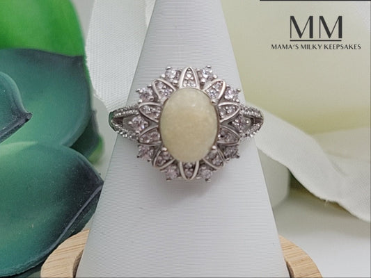 Breastmilk Oval Ring, Cremation Oval Ring Sterling Silver Oval Ring, Hair Oval Ring , Ash Oval Ring, Umbilical Cord Oval Ring, BreastmilkJewelry Oval Ring