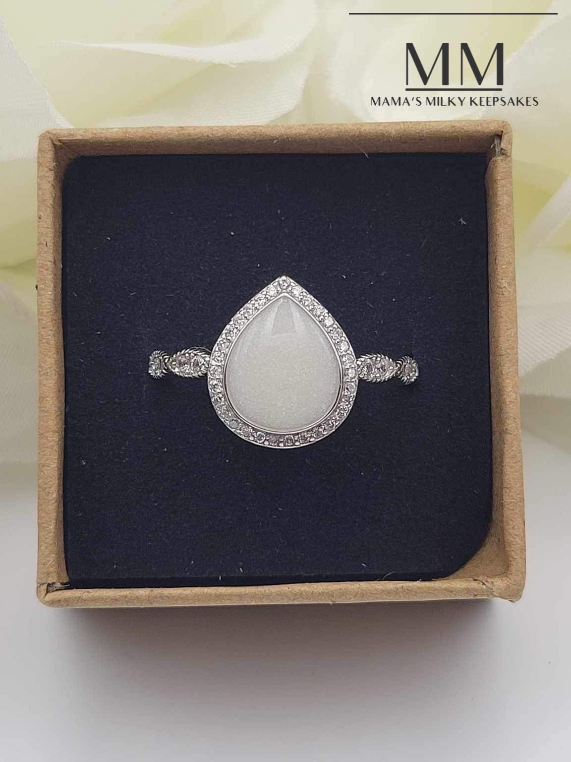 Breastmilk Pear Ring Cremation Pear Ring, Keepsake Pear ring, Sterling Silver Pear Ring, Hair Pear Ring, Ash Pear Ring, Umbilical Cord Pear Ring, BreastmilkJewelry Pear Ring