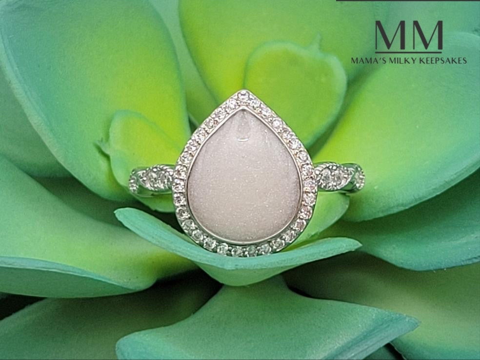 Breastmilk Pear Ring Cremation Pear Ring, Keepsake Pear ring, Sterling Silver Pear Ring, Hair Pear Ring, Ash Pear Ring, Umbilical Cord Pear Ring, BreastmilkJewelry Pear Ring