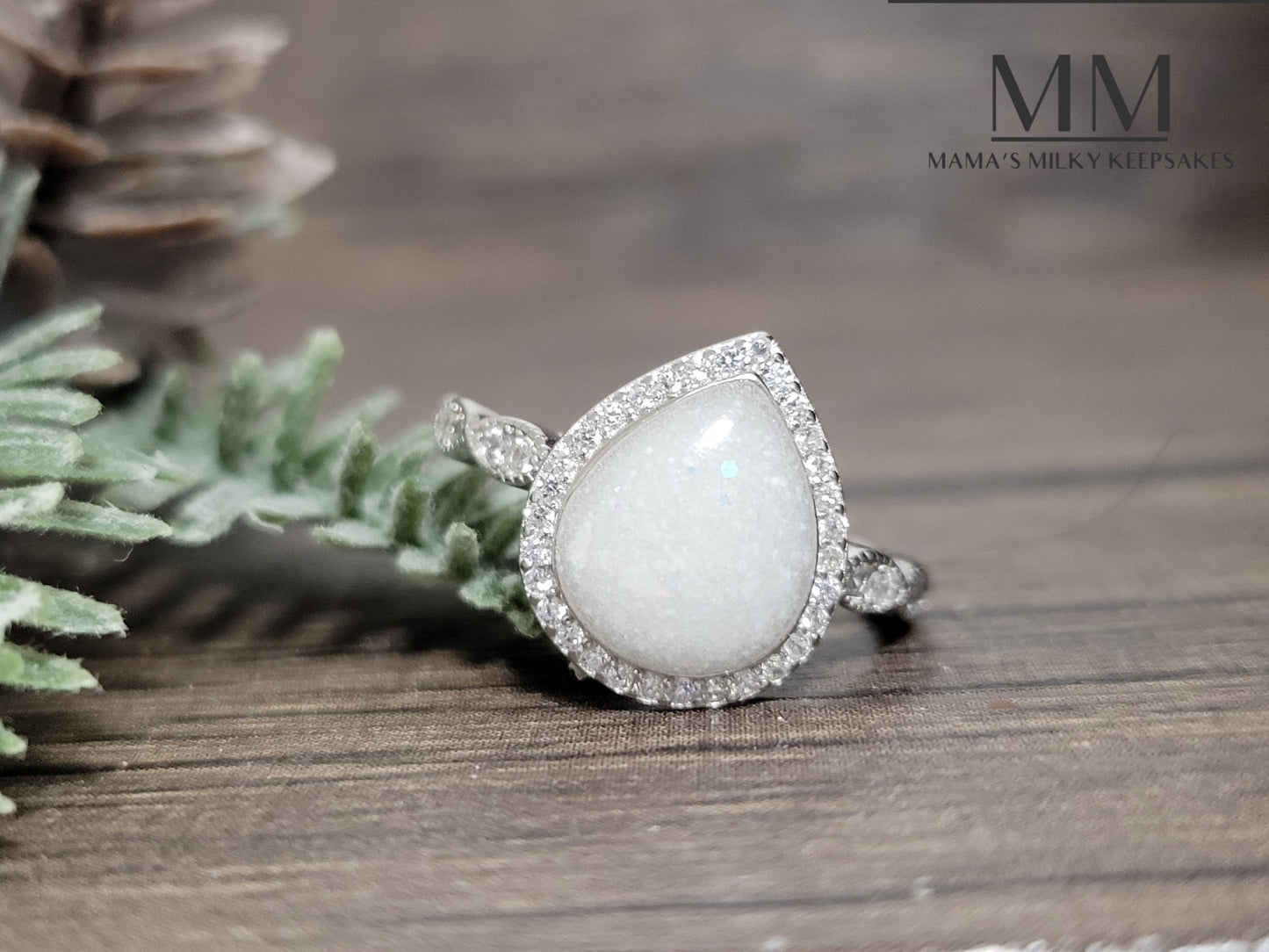 Breastmilk Pear Ring Cremation Pear Ring, Keepsake Pear ring, Sterling Silver Pear Ring, Hair Pear Ring, Ash Pear Ring, Umbilical Cord Pear Ring, BreastmilkJewelry Pear Ring