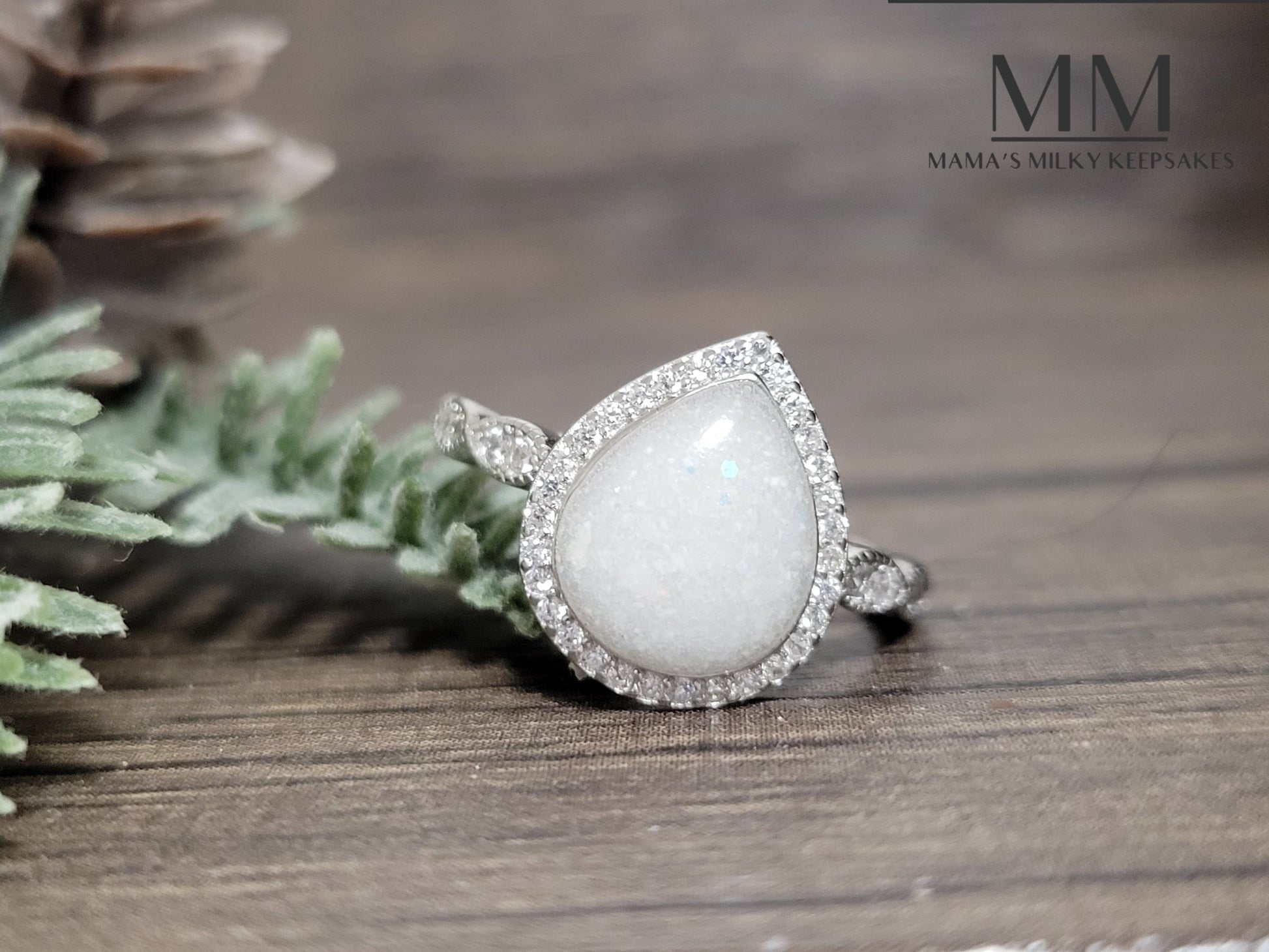 Breastmilk Pear Ring Cremation Pear Ring, Keepsake Pear ring, Sterling Silver Pear Ring, Hair Pear Ring, Ash Pear Ring, Umbilical Cord Pear Ring, BreastmilkJewelry Pear Ring