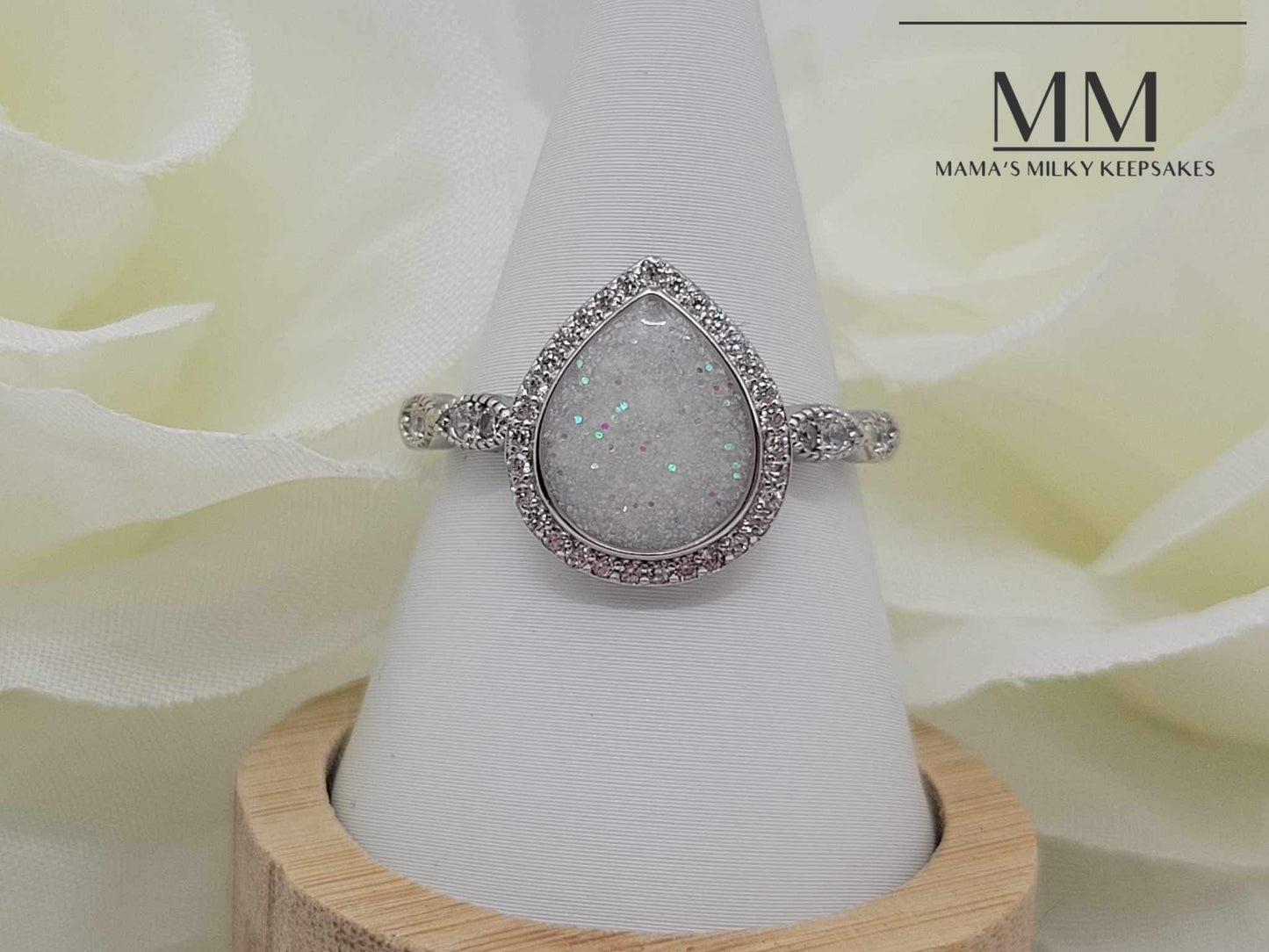 Breastmilk Pear Ring Cremation Pear Ring, Keepsake Pear ring, Sterling Silver Pear Ring, Hair Pear Ring, Ash Pear Ring, Umbilical Cord Pear Ring, BreastmilkJewelry Pear Ring