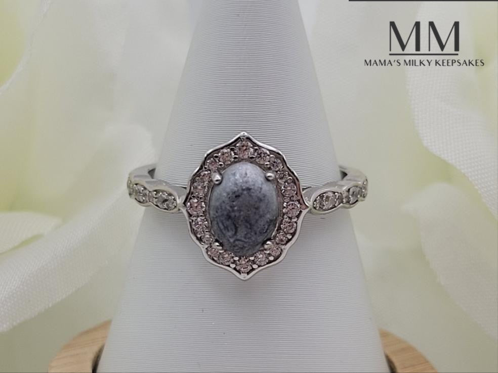 Breastmilk Oval Ring, Cremation Oval Ring, Keepsake Oval Ring, Sterling Silver Oval Ring, Hair Oval Ring, Ash Oval Ring, Umbilical Cord Oval Ring, BreastmilkJewelry Oval Ring