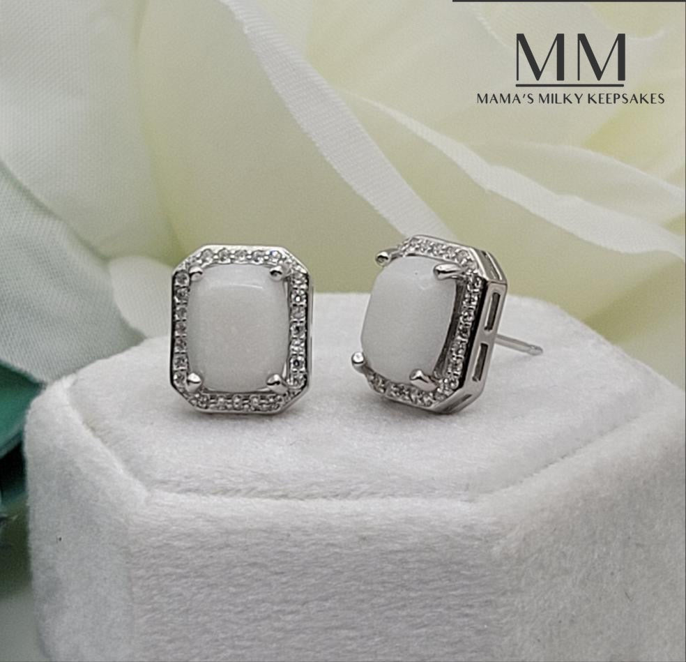 Breastmilk Rectangle Earrings, Cremation Rectangle Earrings, Keepsake Rectangle Earrings, Sterling Silver Rectangle Earrings, Hair Rectangle Earrings, Ash Rectangle Earrings, Umbilical Cord Rectangle Earrings, BreastmilkJewelry Rectangle EArrings