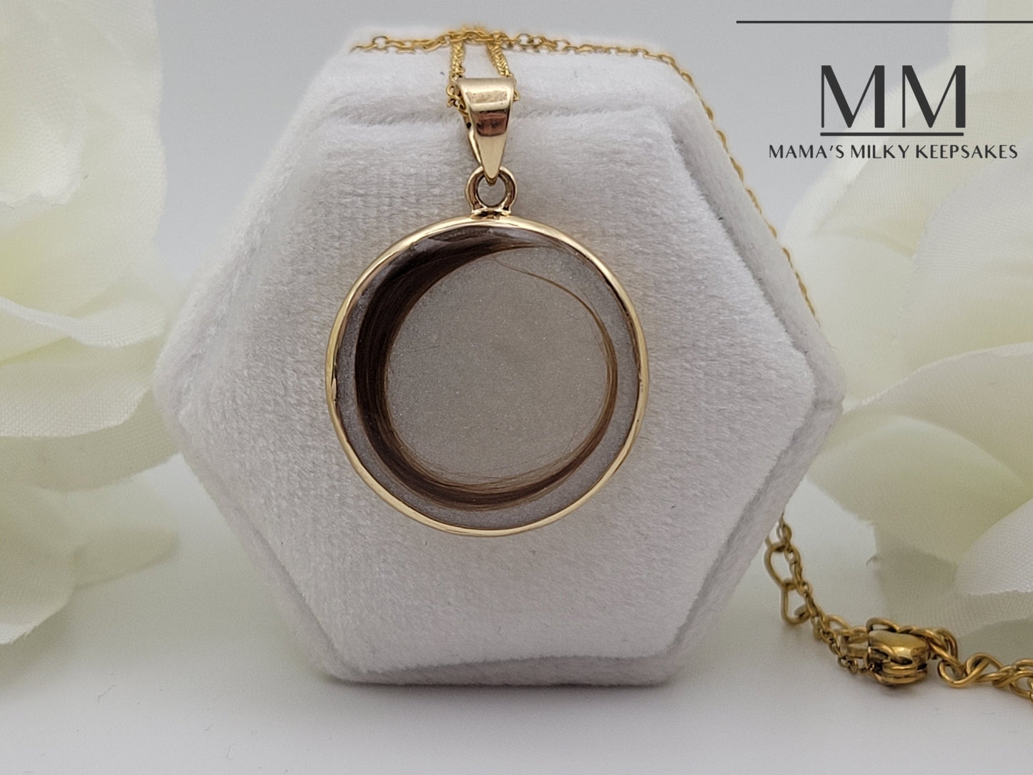 Breastmilk Round Pendant, Cremation Round Pendant, Keepsake Round Pendant, Sterling Silver Round Pendant, Hair Pendant, Ash Pendant, Umbilical Cord Pendant, BreastmilkJewelry Round Pendant Solid 14K Gold Pendant