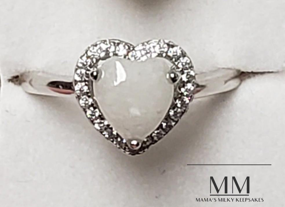Breastmilk Heart Ring, Cremation Heart Ring, Keepsake Heart Ring, Sterling Silver Heart Ring, Hair Heart Ring, Ash Heart Ring, Umbilical Cord Heart Ring, BreastmilkJewelry Heart Ring