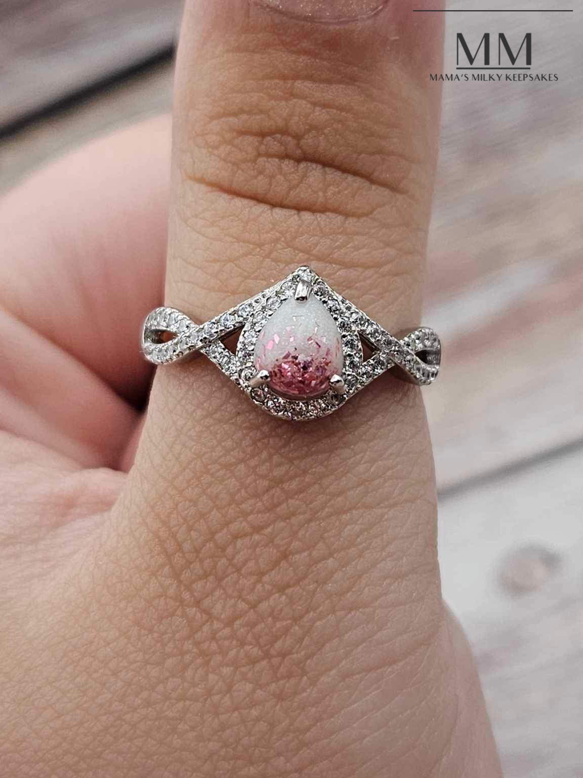Breastmilk Pear Ring Cremation Pear Ring, Keepsake Pear Ring, Sterling Silver Pear Ring, Hair Pair Ring, Ash Pear Ring, Umbilical Cord Pear Ring, BreastmilkJewelry Pear Ring
