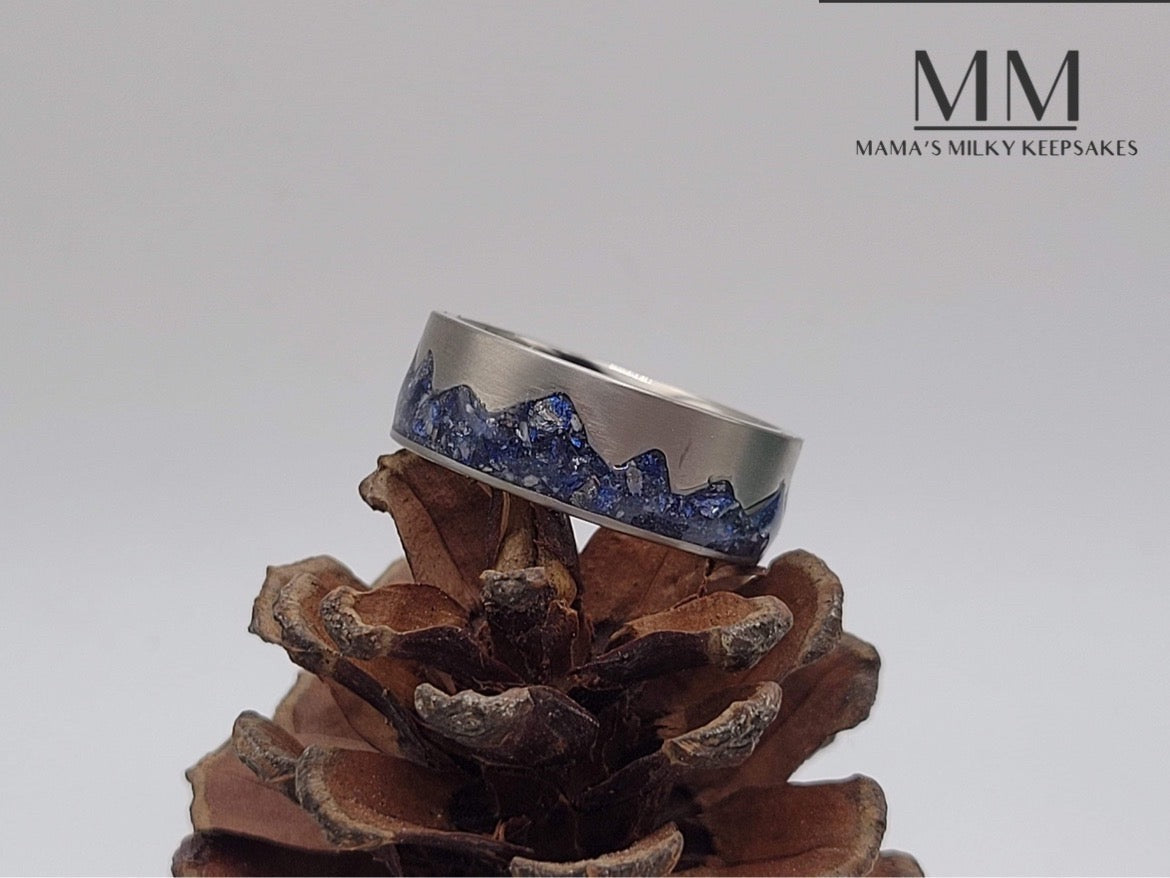 Breastmilk Mens Ring Cremation Mens Ring, Keepsake Mens Ring, Sterling Silver Mens Ring, Hair Mens Ring, Ash Mens Ring, Umbilical Cord Mens Ring, BreastmilkJewelry Mens Ring
