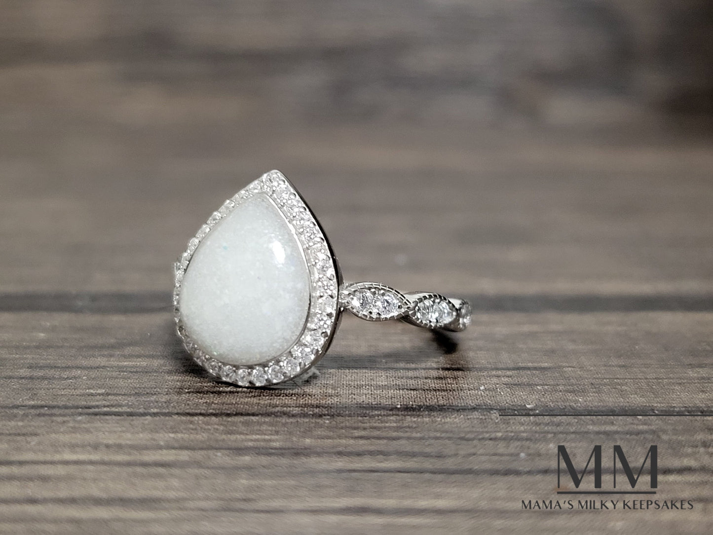 Breastmilk Pear Ring Cremation Pear Ring, Keepsake Pear ring, Sterling Silver Pear Ring, Hair Pear Ring, Ash Pear Ring, Umbilical Cord Pear Ring, BreastmilkJewelry Pear Ring