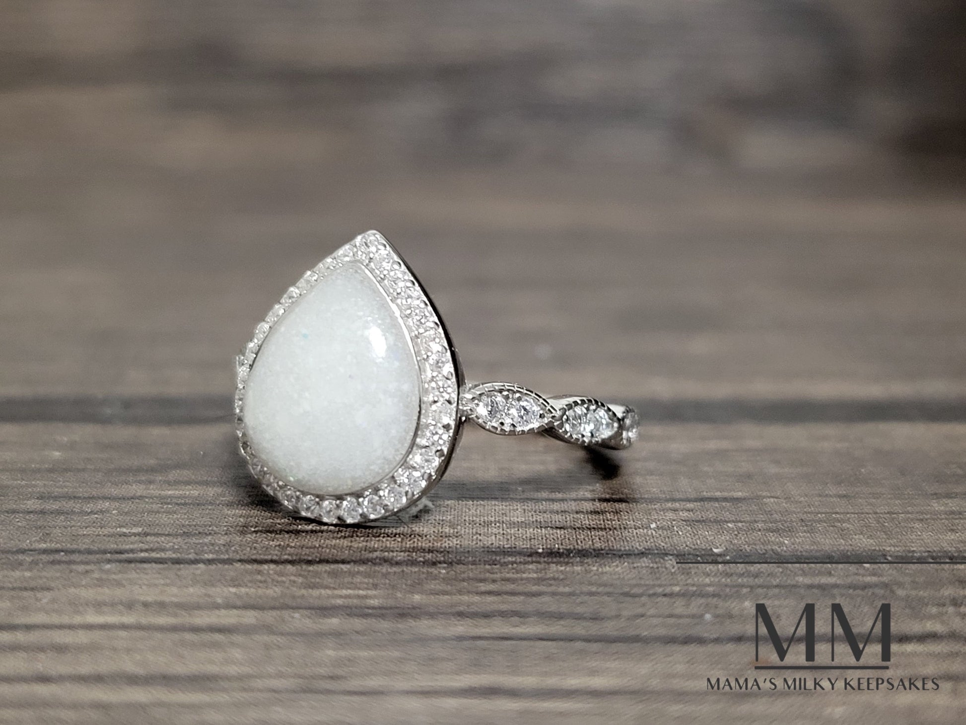 Breastmilk Pear Ring Cremation Pear Ring, Keepsake Pear ring, Sterling Silver Pear Ring, Hair Pear Ring, Ash Pear Ring, Umbilical Cord Pear Ring, BreastmilkJewelry Pear Ring