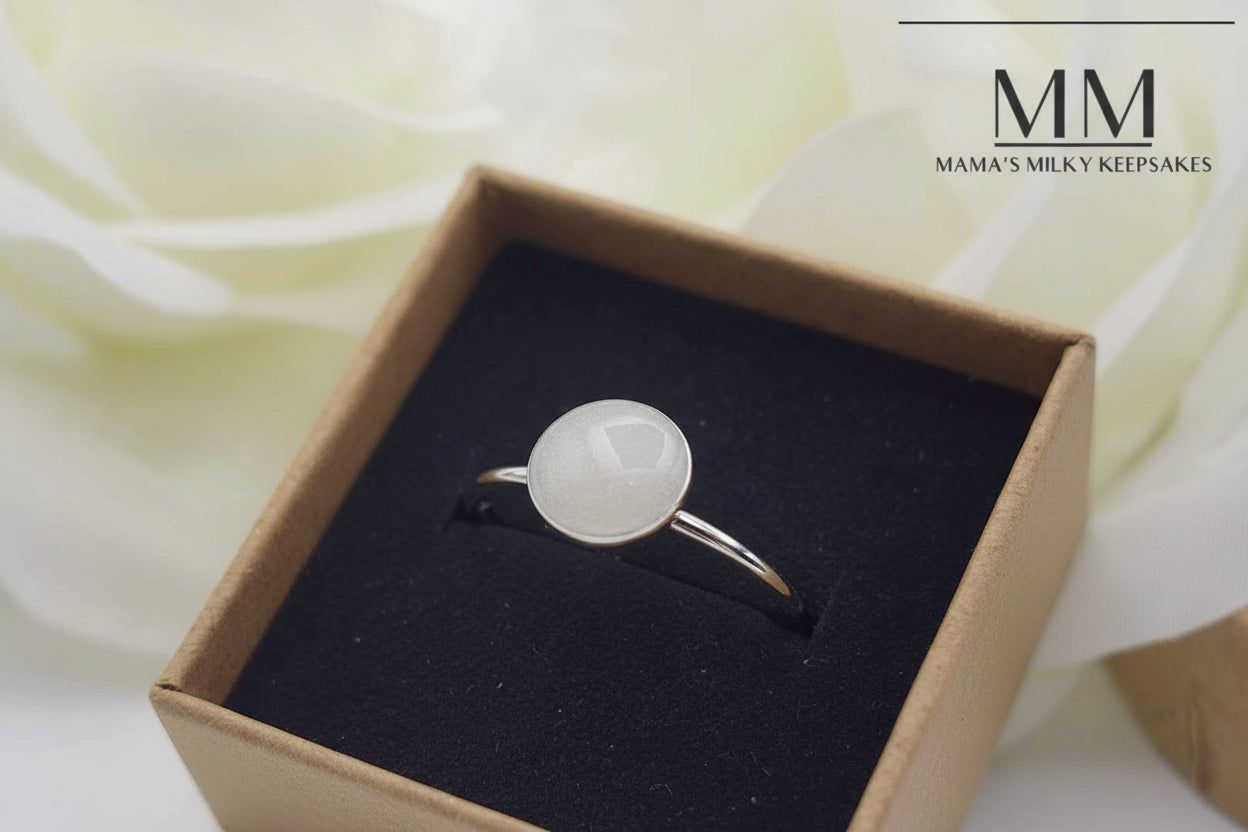 Breastmilk Round Ring, Cremation Round Ring, Keepsake Round Ring, Sterling Silver Round Ring, Hair Ring, Ash Ring, Umbilical Cord Ring, BreastmilkJewelry Round Ring