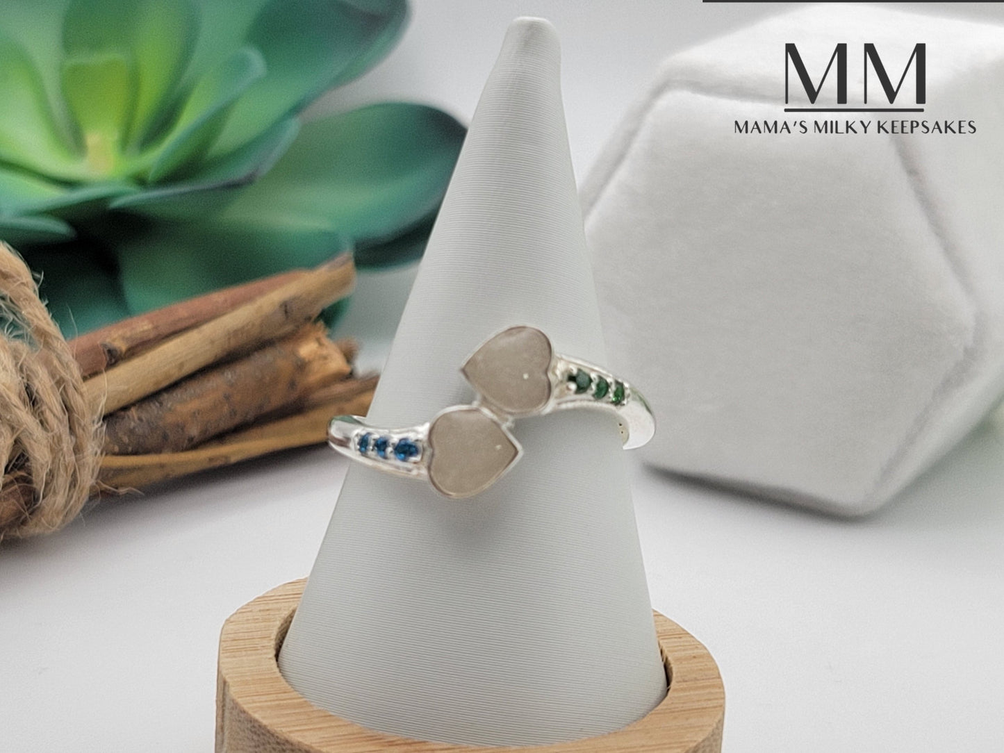 Breastmilk Double Heart Ring Cremation Double Heart Ring, Keepsake Double Heart Ring, Sterling Silver Double Heart Ring, Hair Double Heart Ring, Ash Double Heart Ring, Umbilical Cord Double Heart Ring, BreastmilkJewelry Double Heart Ring